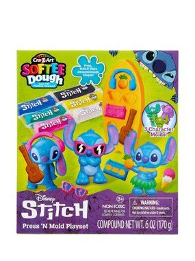 ❤️5/$25 NEW Cra-Z-Art Softee Dough Disney Stitch Press N Mold Playset